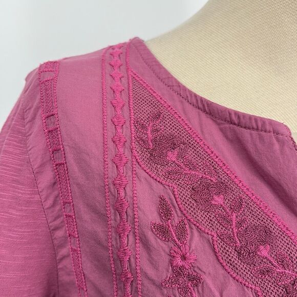 Soft Surroundings Coconut Dreams Mellow Mauve Embroidered Tunic Top M - Picture 9 of 13